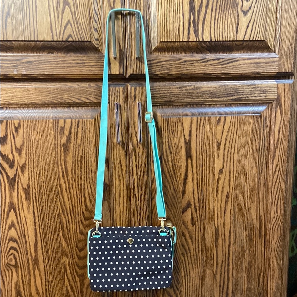 Fossil Black and Green Crossbody Bag with Adjustable Strap